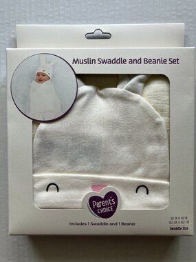 Parent's Choice Muslin Swaddle & Beanie Set
